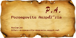 Pozsegovits Aszpázia névjegykártya